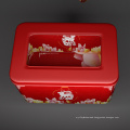 Food grade rectangle milk candy chocolate packing decorative cookie metal tin box with PVC PET window OEM&ODM